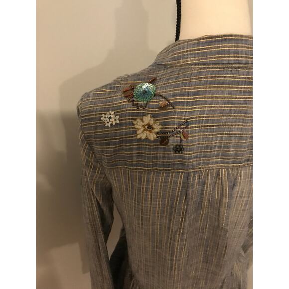 Anthropologie HD in Paris Ella Embroidered Sequin Peplum Top - Size Small - Picture 6 of 14